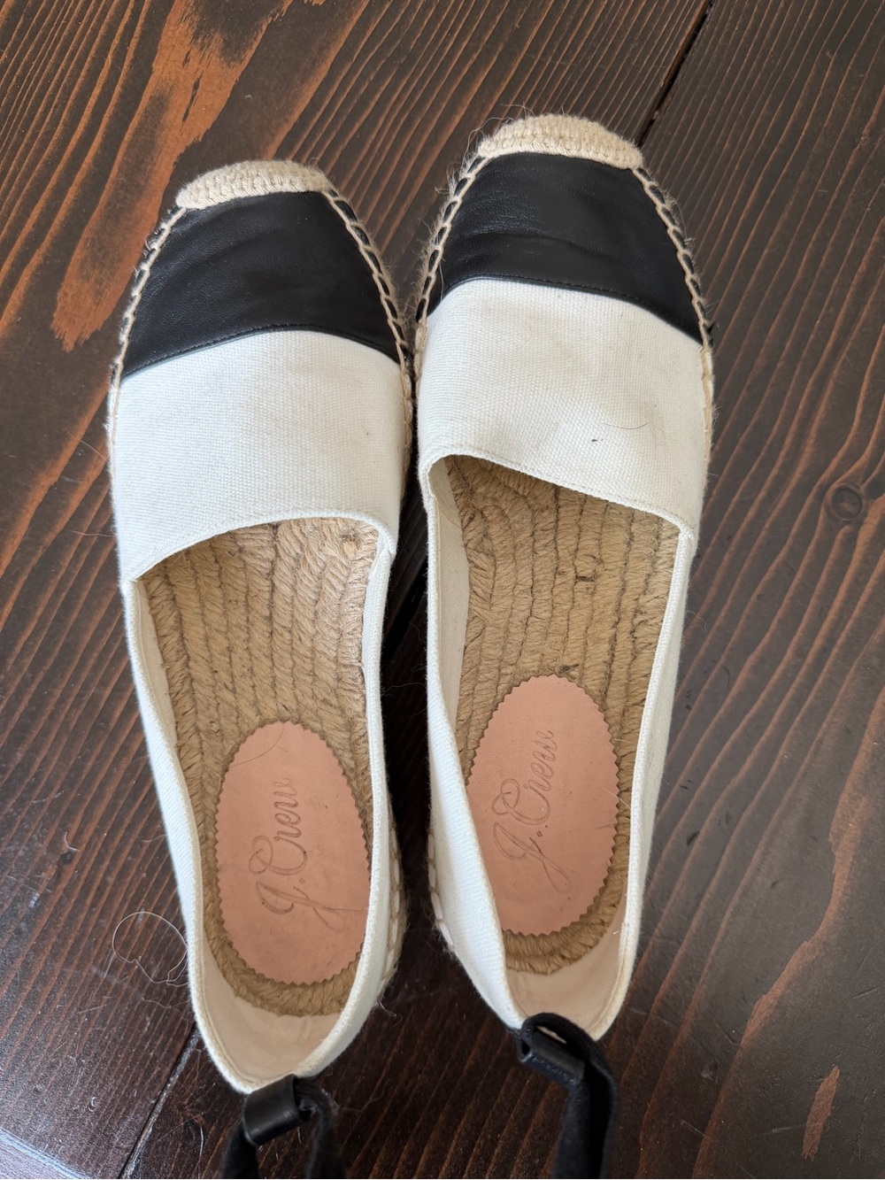 J. Crew Two-Tone Canvas Espadrilles in White and Black